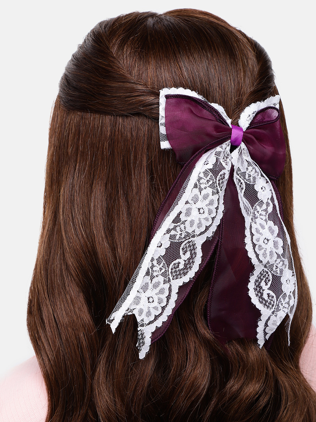 

LAIDA Women Set of 2 Lace Alligator Hair Clip, Purple