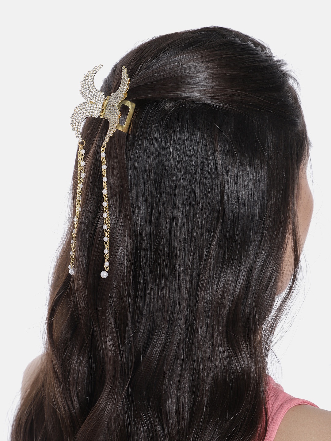 

LAIDA Women Embellished Chain Claw Clip, Gold