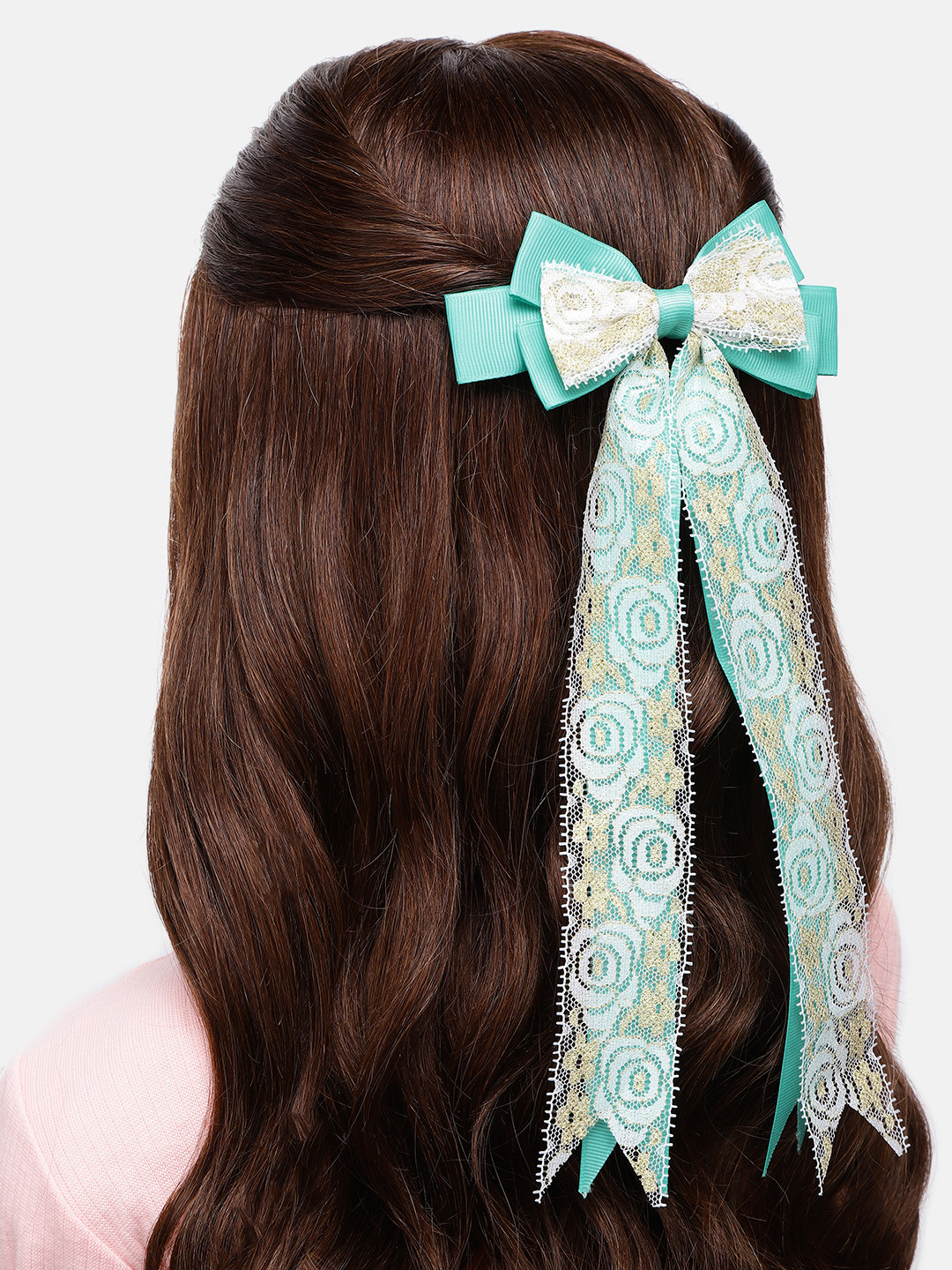 

LAIDA Women Set of 2 Lace Alligator Hair Clip, Green