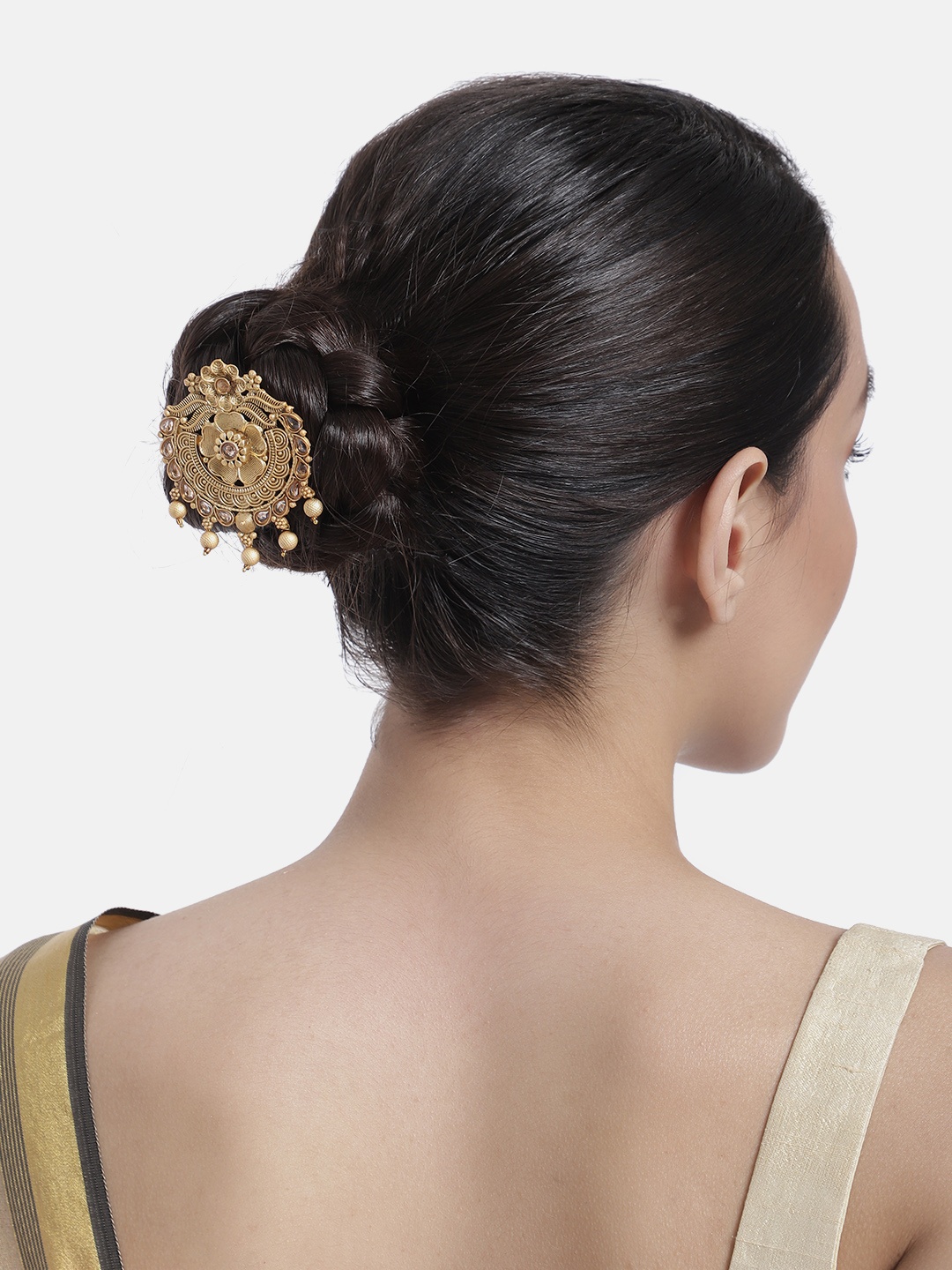 

LAIDA Women Gold-Plated Stone Studded Bumpit Hair Pin