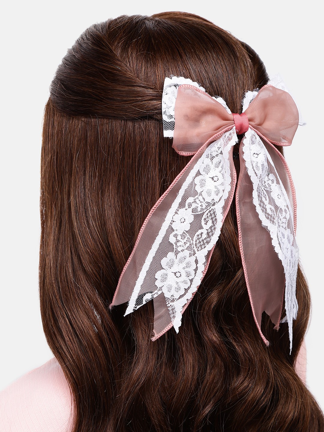 

LAIDA Women Set of 2 Lace Alligator Hair Clip, Brown