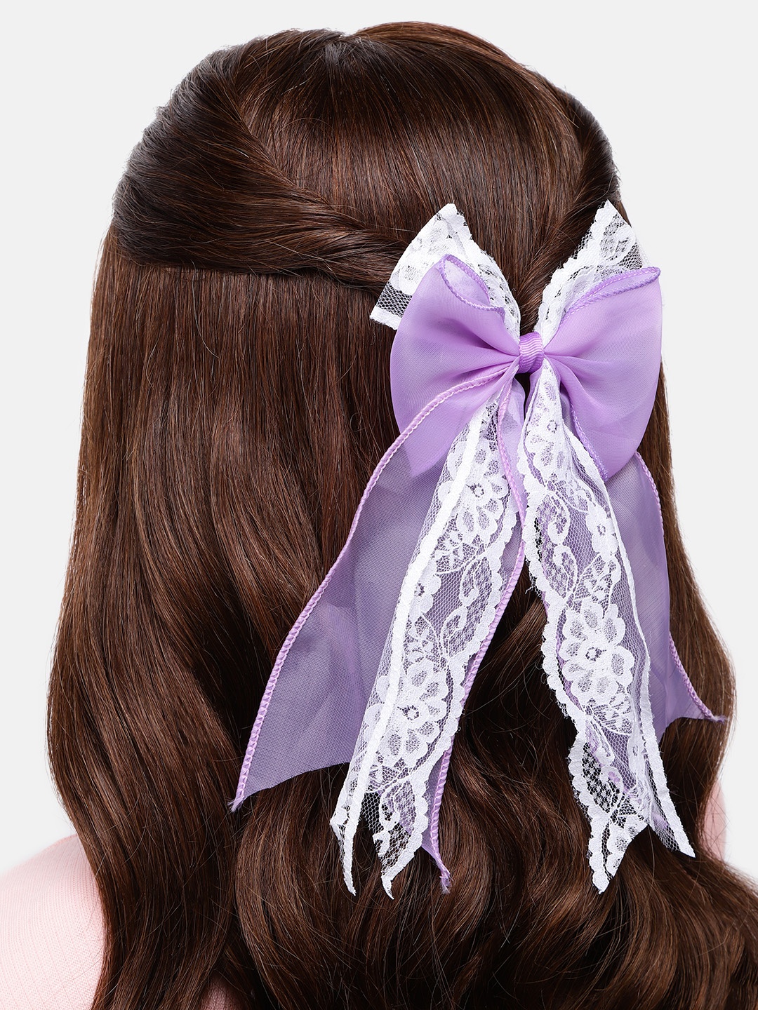 

LAIDA Women Set of 2 Lace Alligator Hair Clip, Pink