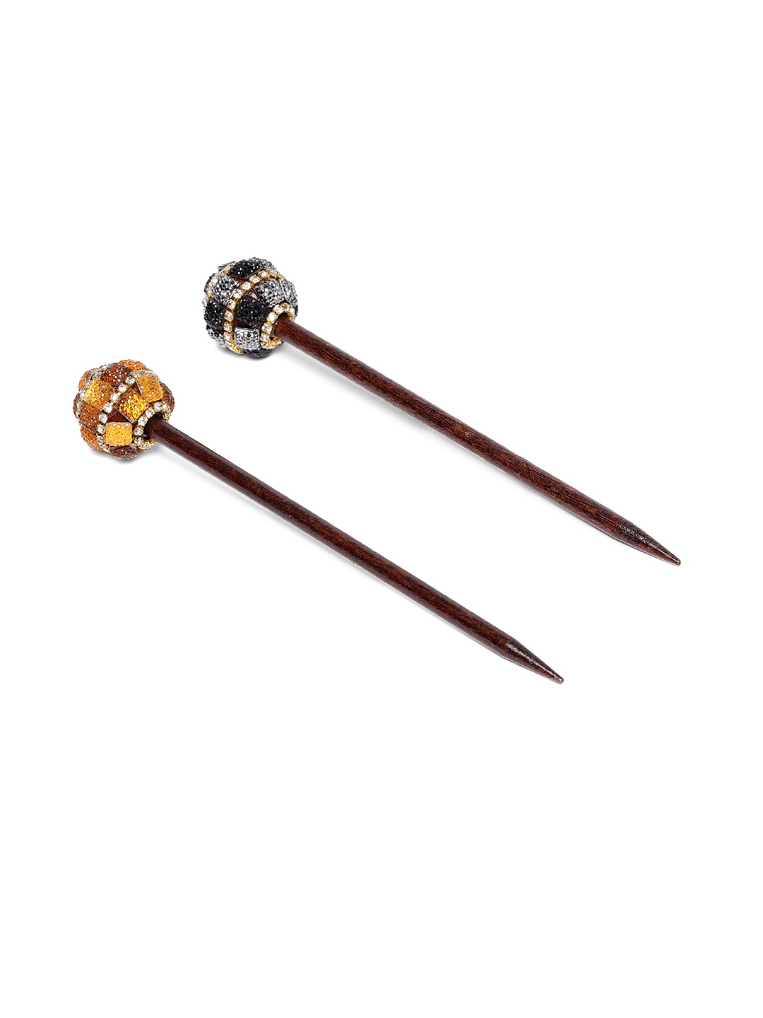 

LAIDA Women Set of 2 Embellished Hairstick, Brown