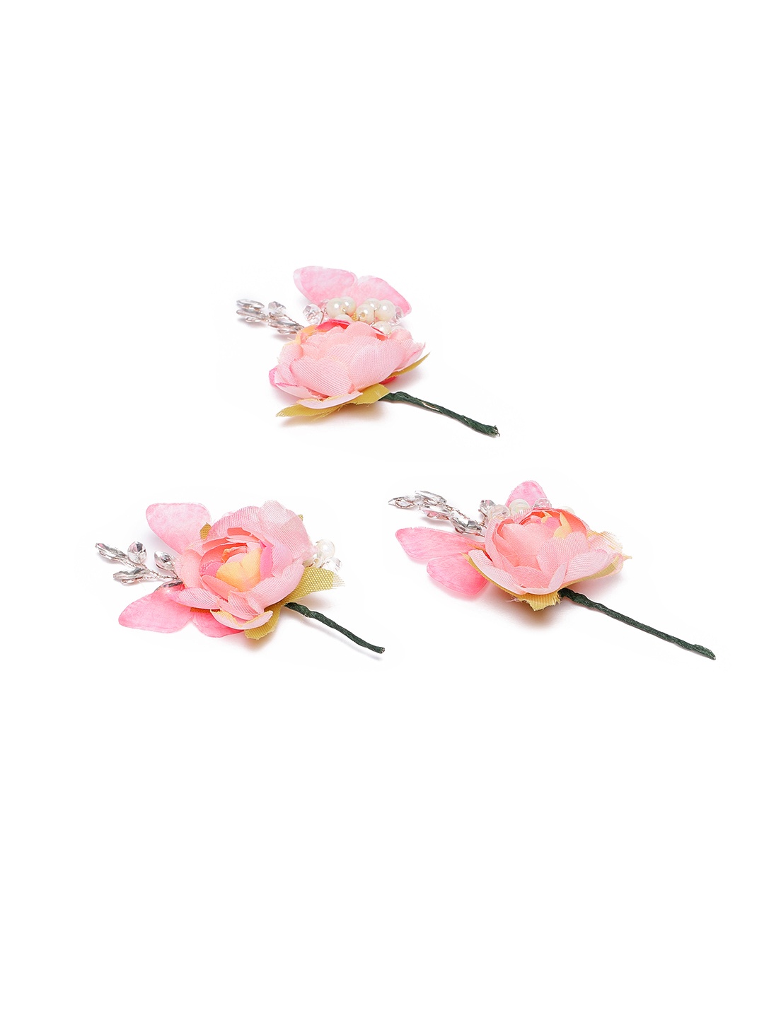 LAIDA Women Set of 3 Embellished Hairstick, Pink