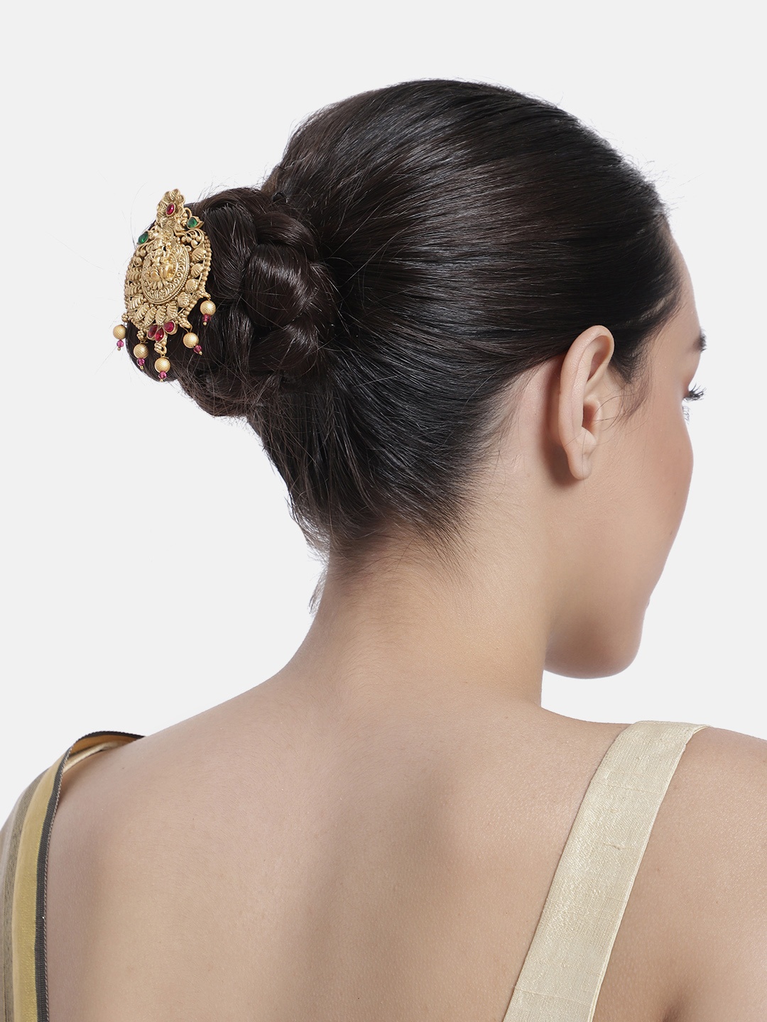 

LAIDA Women Gold-Plated Stone Studded Bumpit Hair Pin