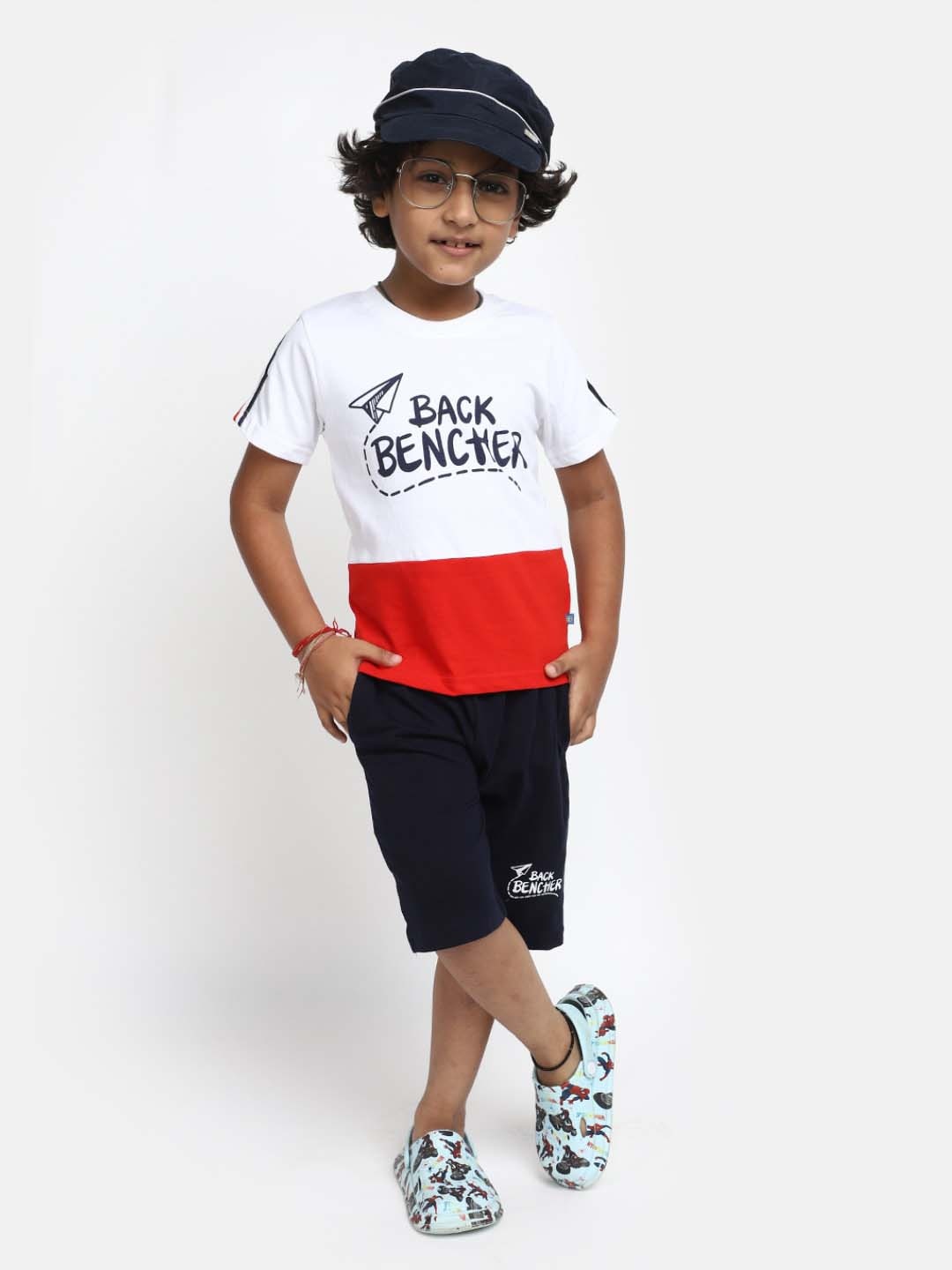 

V-Mart Kids Typography Printed Pure Cotton T-shirt with Shorts, White
