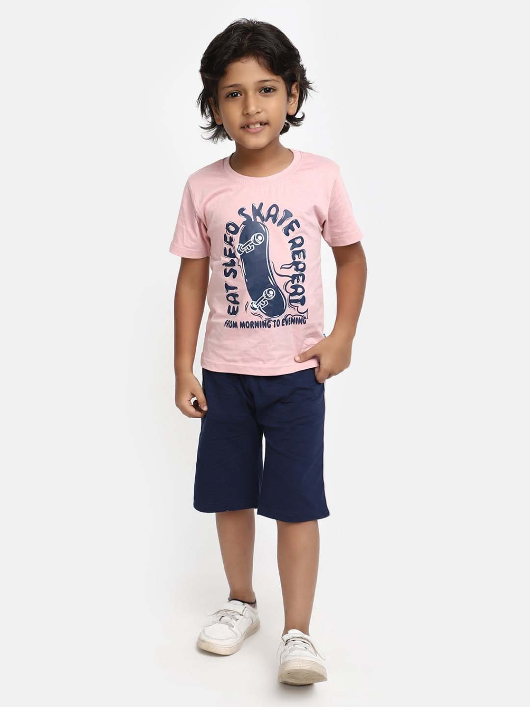 

V-Mart Kids Printed Pure Cotton T-shirt with Shorts, Pink