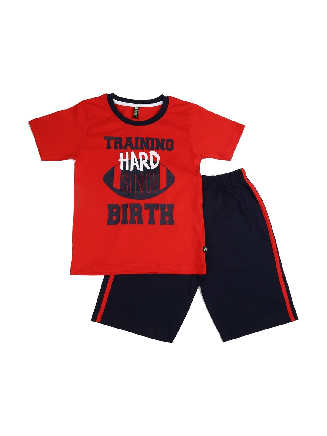 

V-Mart Kids Typography Printed Pure Cotton T-shirt with Shorts, Red