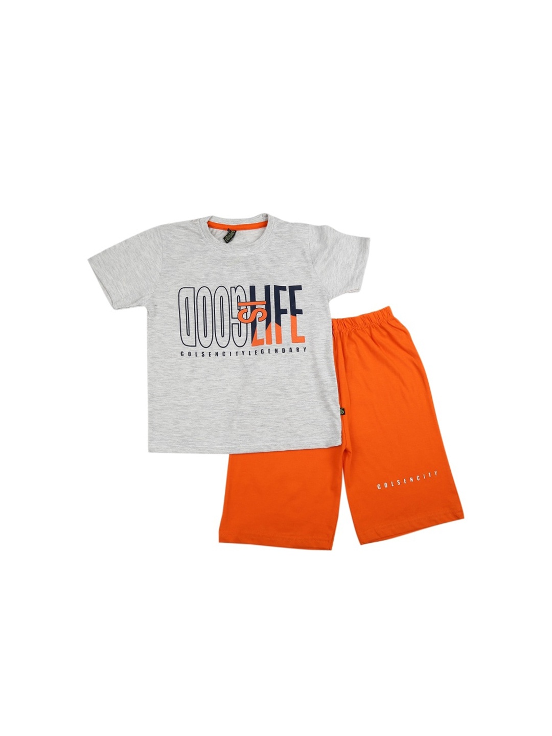 

V-Mart Kids Printed Pure Cotton T-shirt with Shorts, Grey