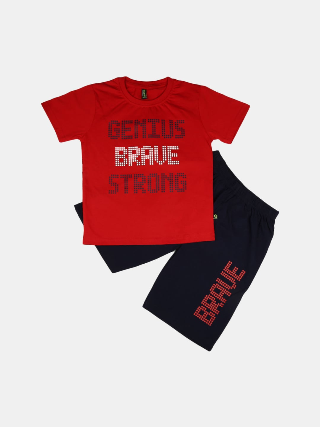 

V-Mart Kids Typography Printed Pure Cotton T-shirt with Shorts, Red