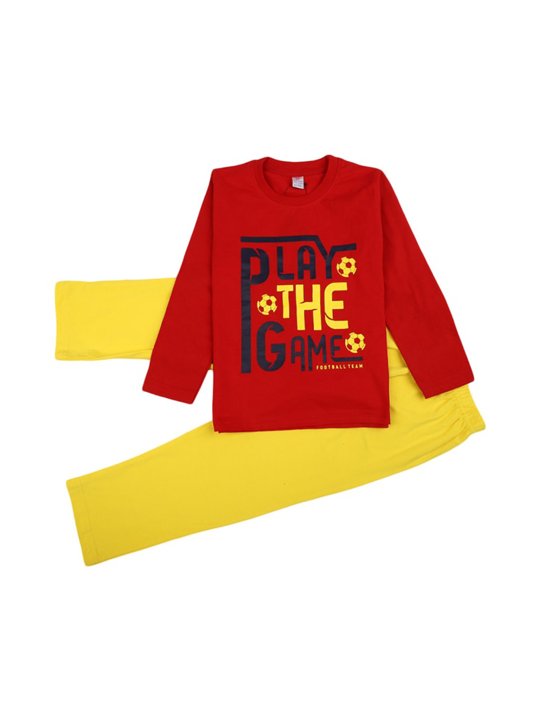 

V-Mart Kids Typographic Printed Pure Cotton T-shirt With Trousers, Red