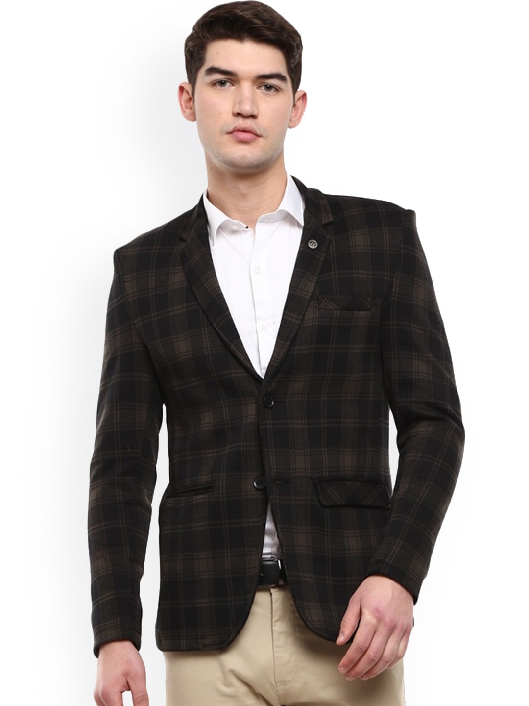 

V-Mart Checked Single-Breasted Blazer, Green