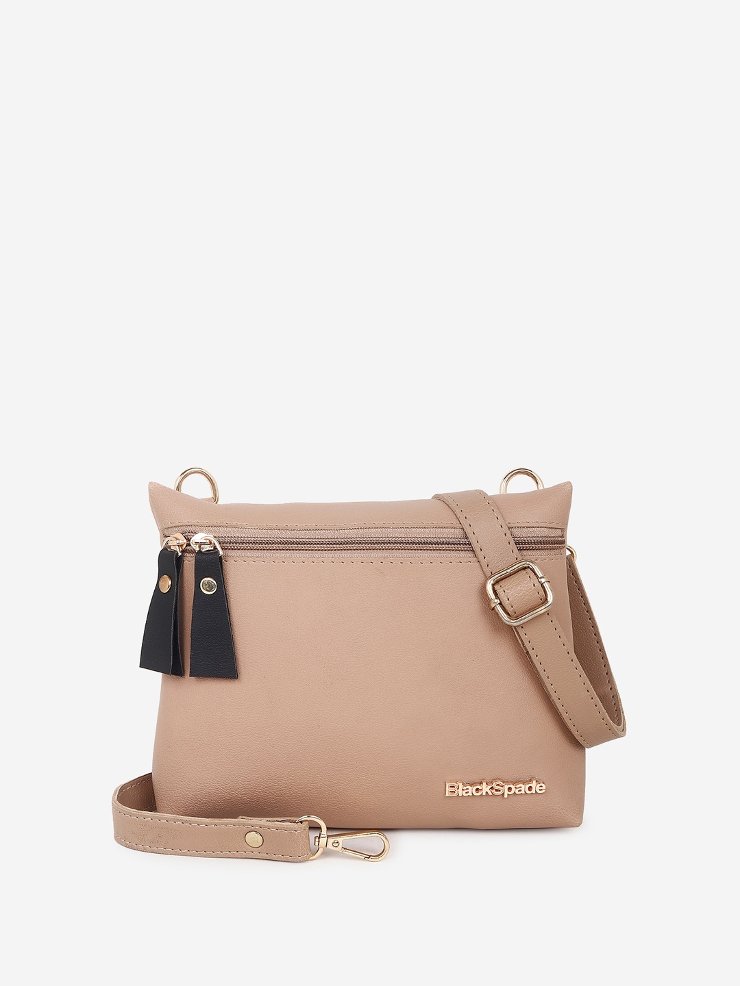 

Black Spade Structured Sling Bag, Beige