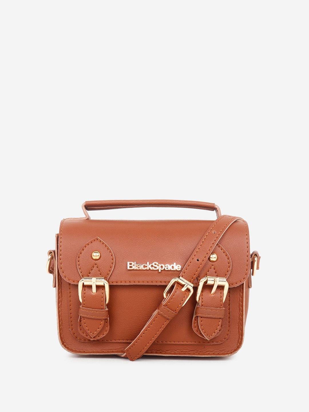 

Black Spade Structured Sling Bag, Tan