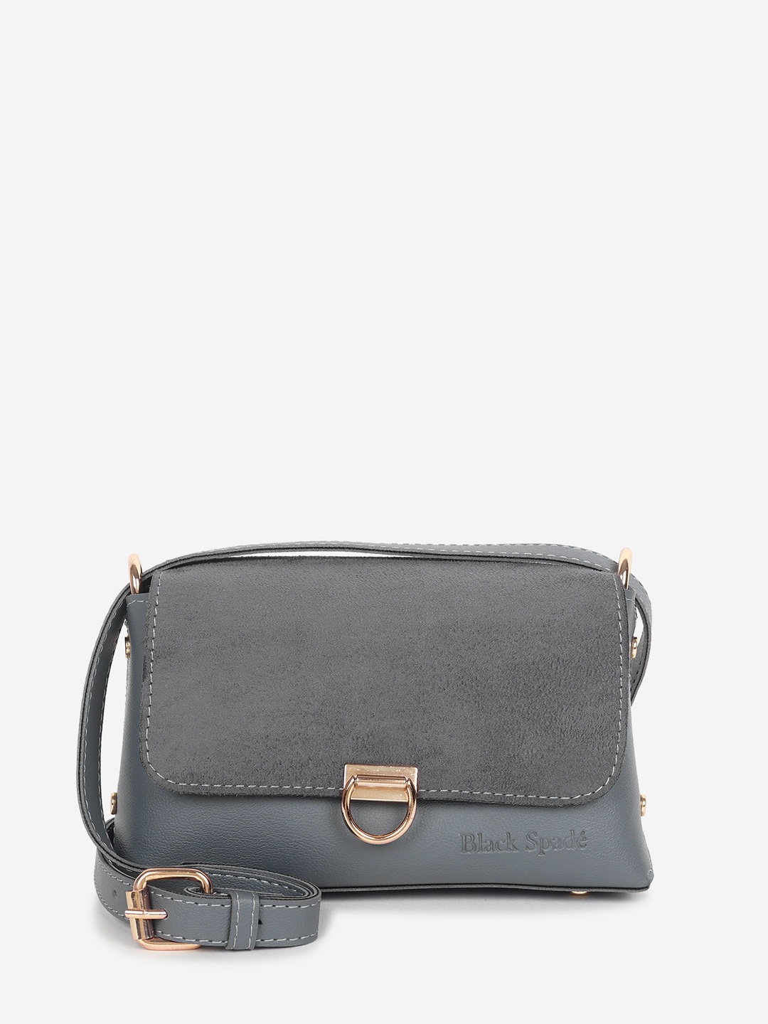 

Black Spade PU Structured Sling Bag, Grey