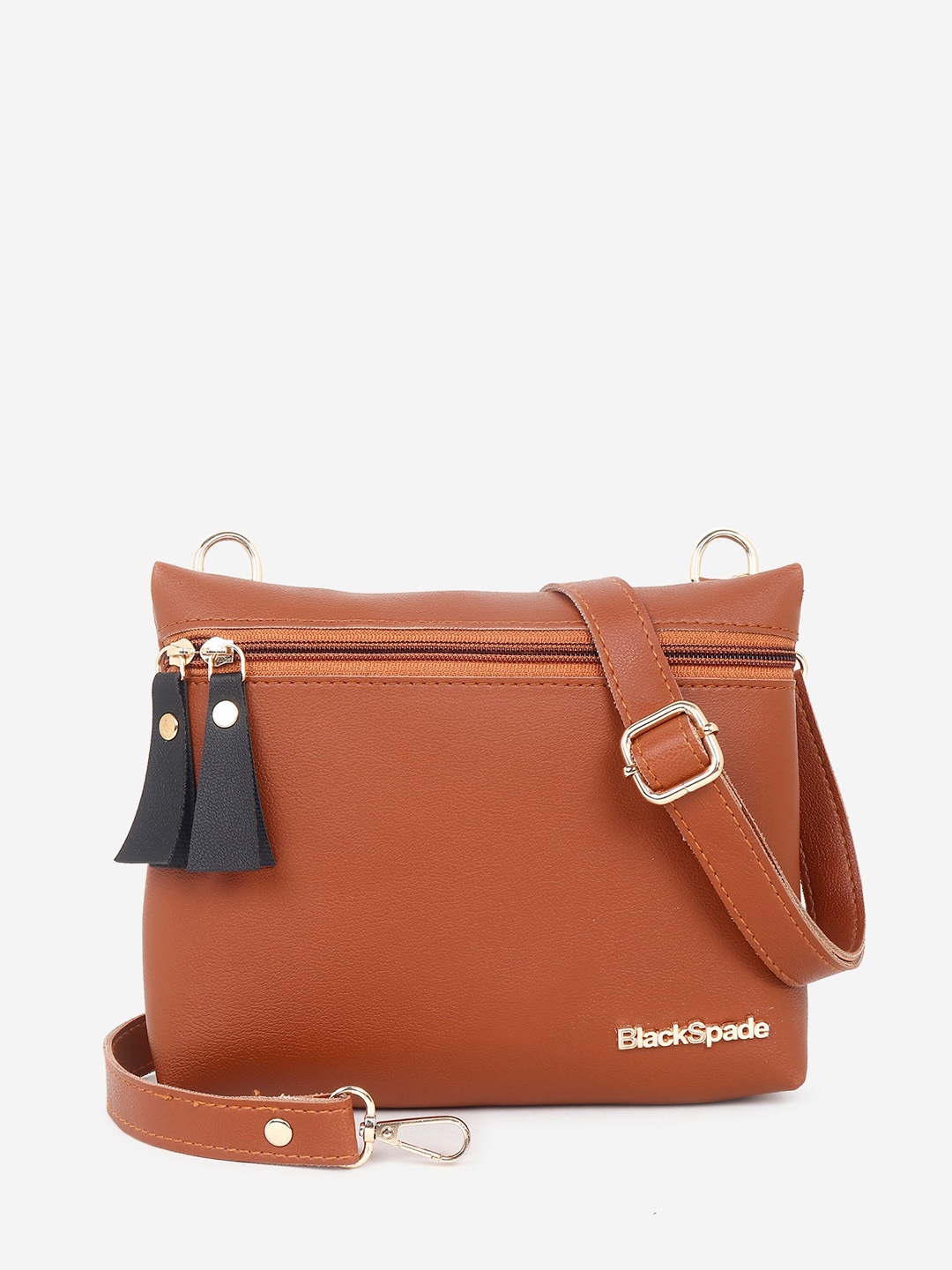 

Black Spade Structured Sling Bag, Tan