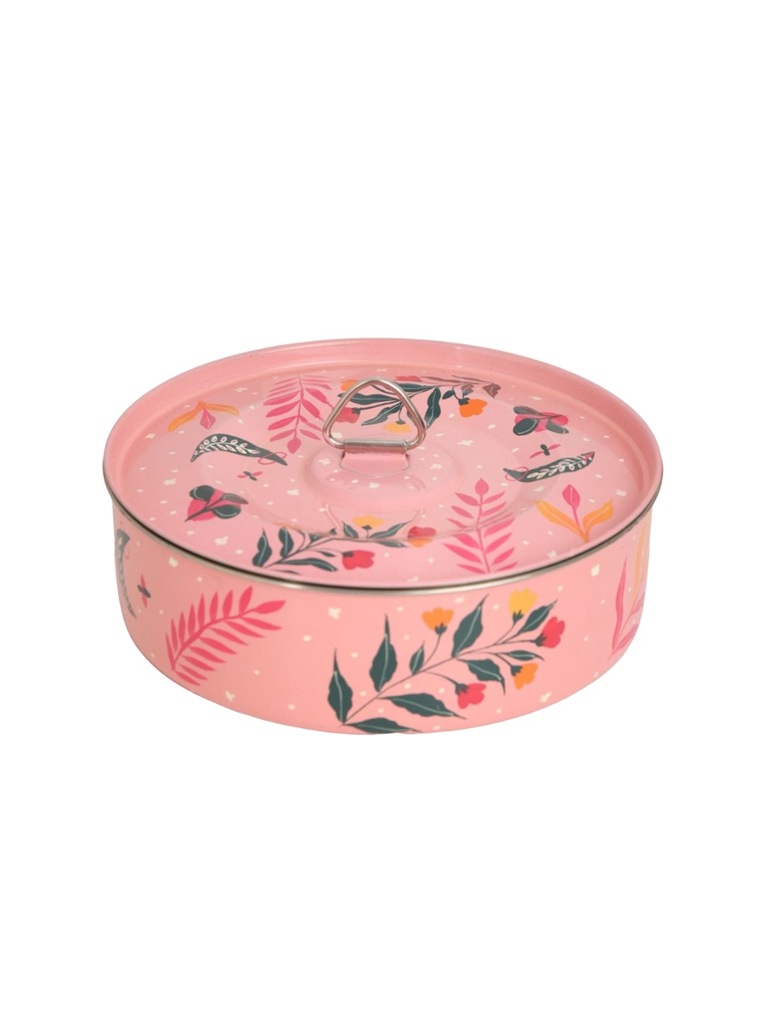 

Indikluster 10 Pcs Pink Printed Stainless Steel Spice Box With Spoon