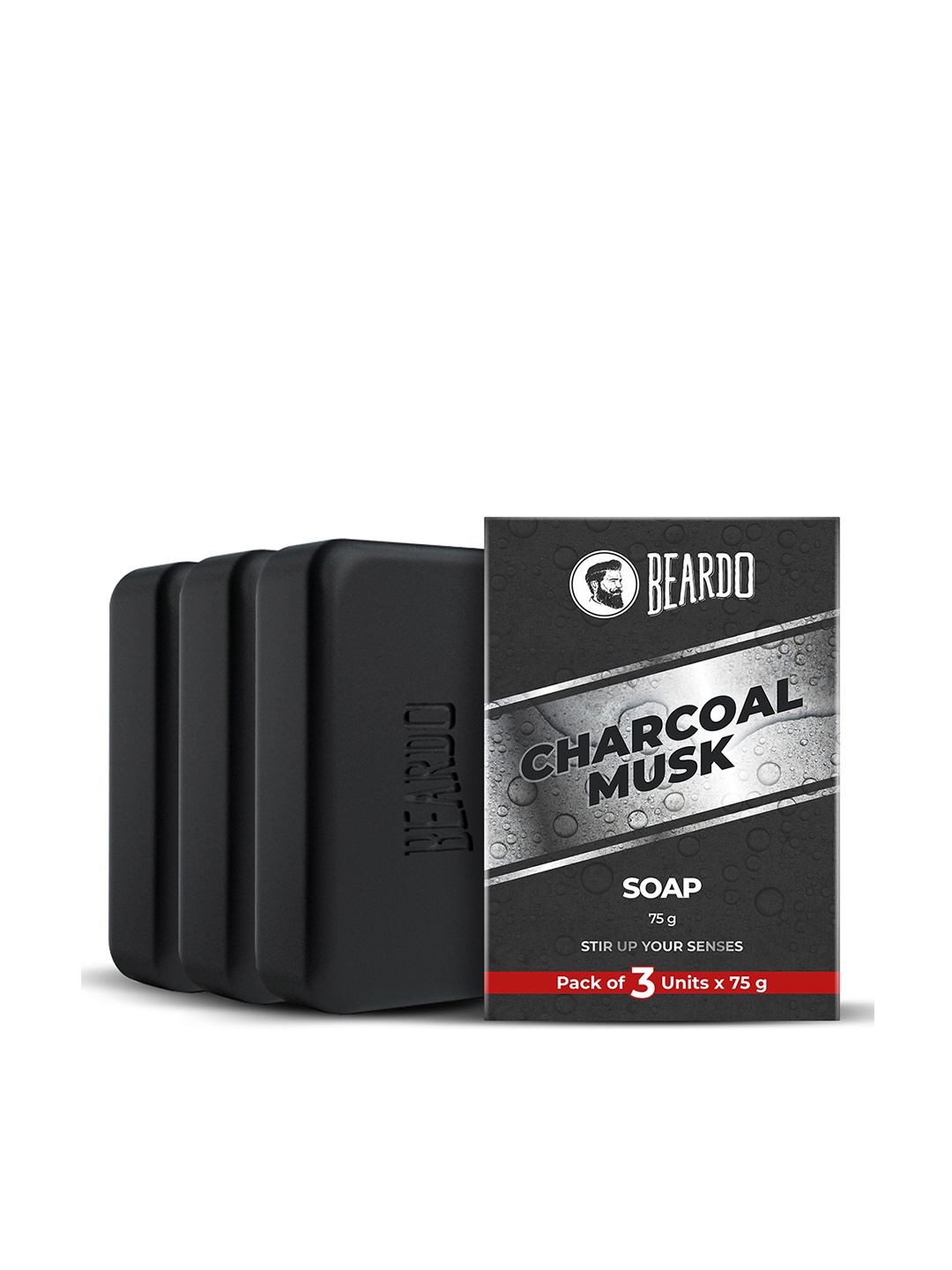 

BEARDO Men Set of 3 Charcoal Musk Soap - 75g each, Black