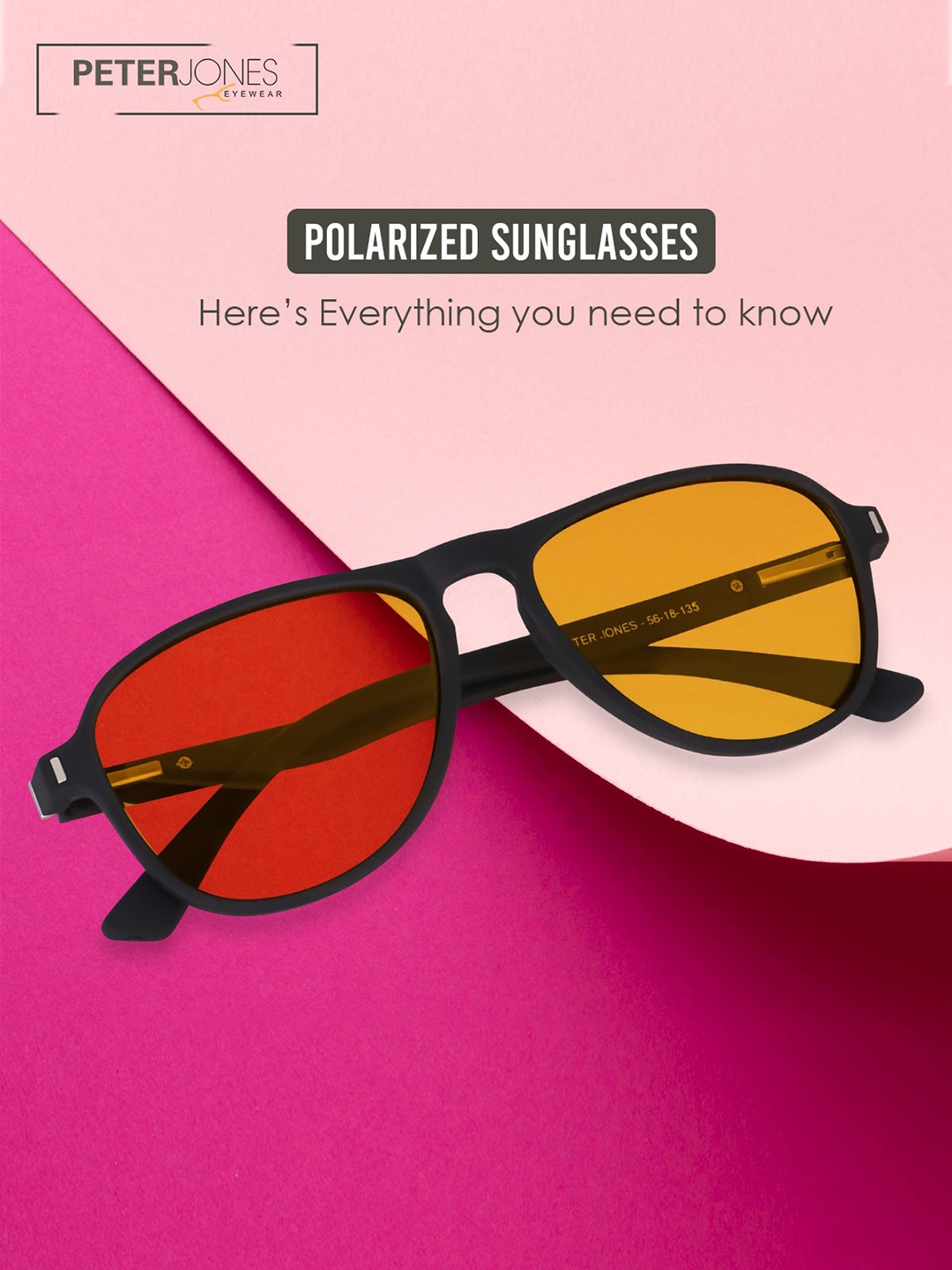 

Peter Jones Eyewear Unisex Aviator Sunglasses With Polarised Lens TR-N011Y-D, Yellow