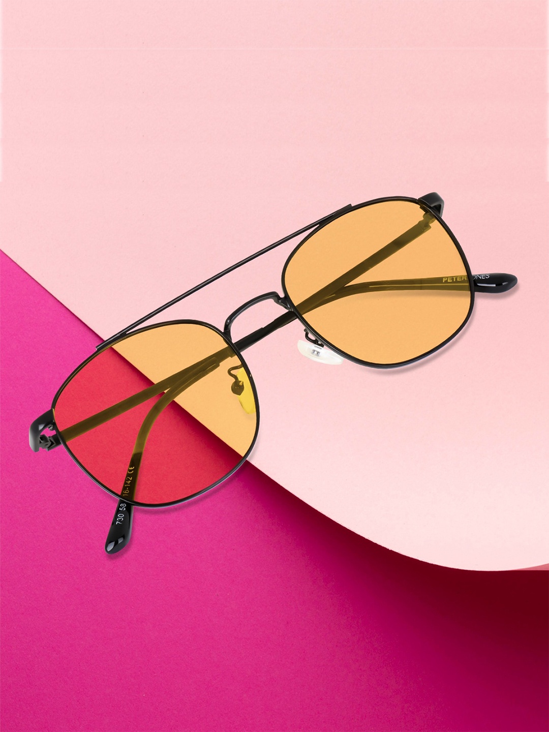 

Peter Jones Eyewear Unisex Square Sunglasses With Polarised Lens PO-N730Y-D, Yellow