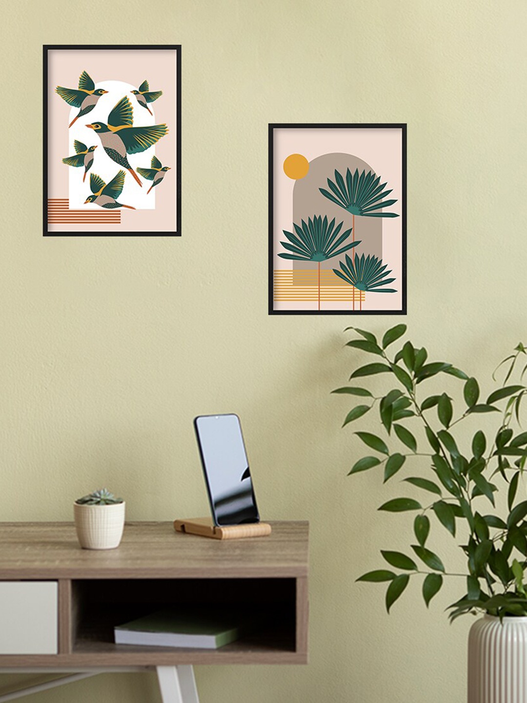 

Happening Hippo Beige & Green Printed Wall Art