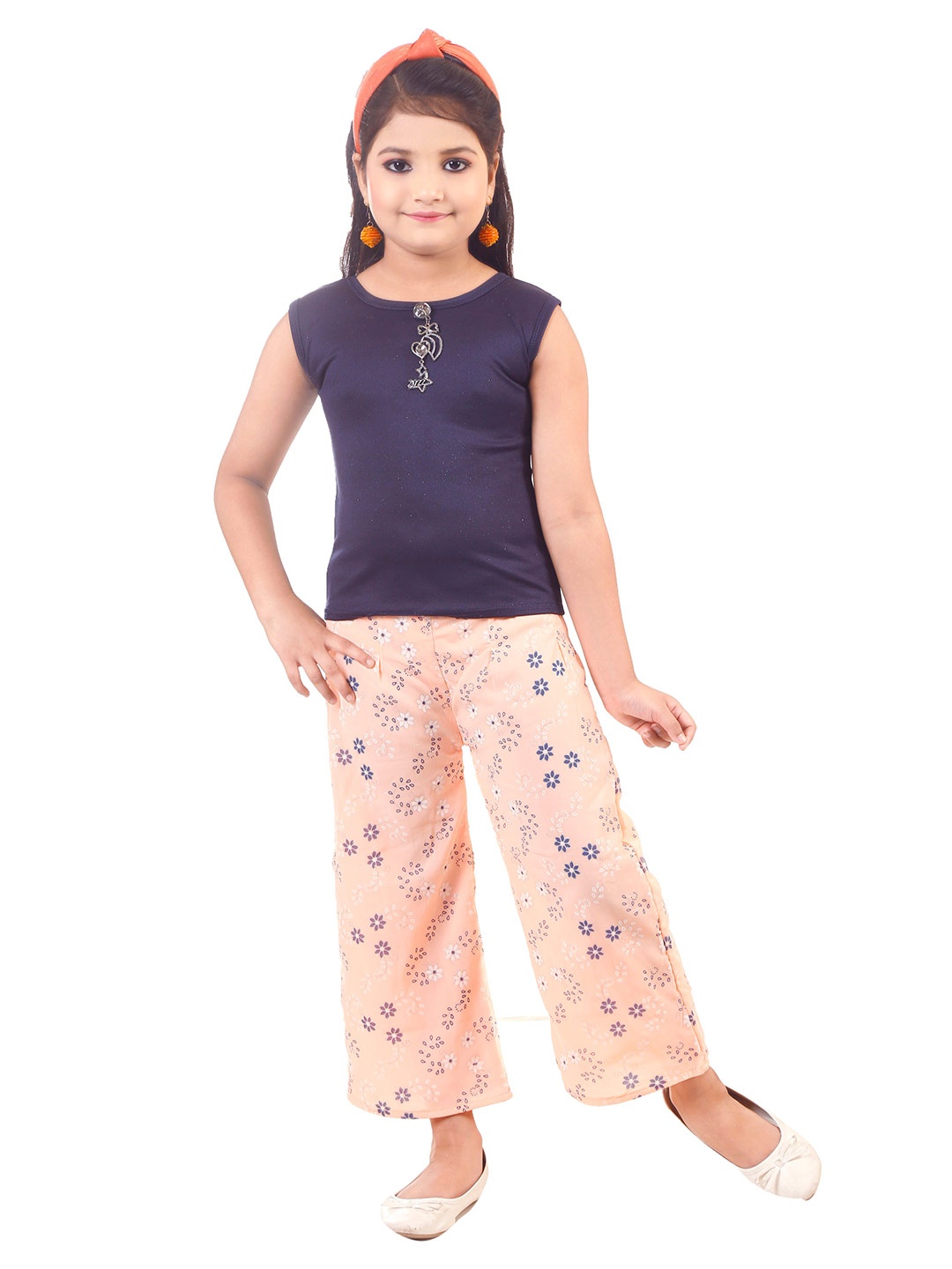 

BAESD Girls Floral Printed Top With Trousers & Jacket, Peach