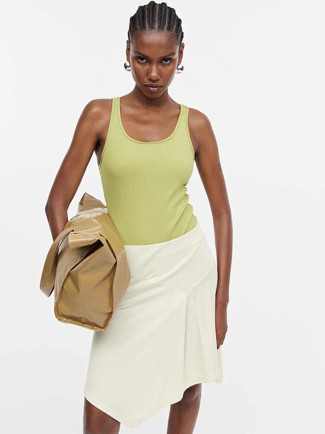 

H&M Asymmetric Skirt, Beige