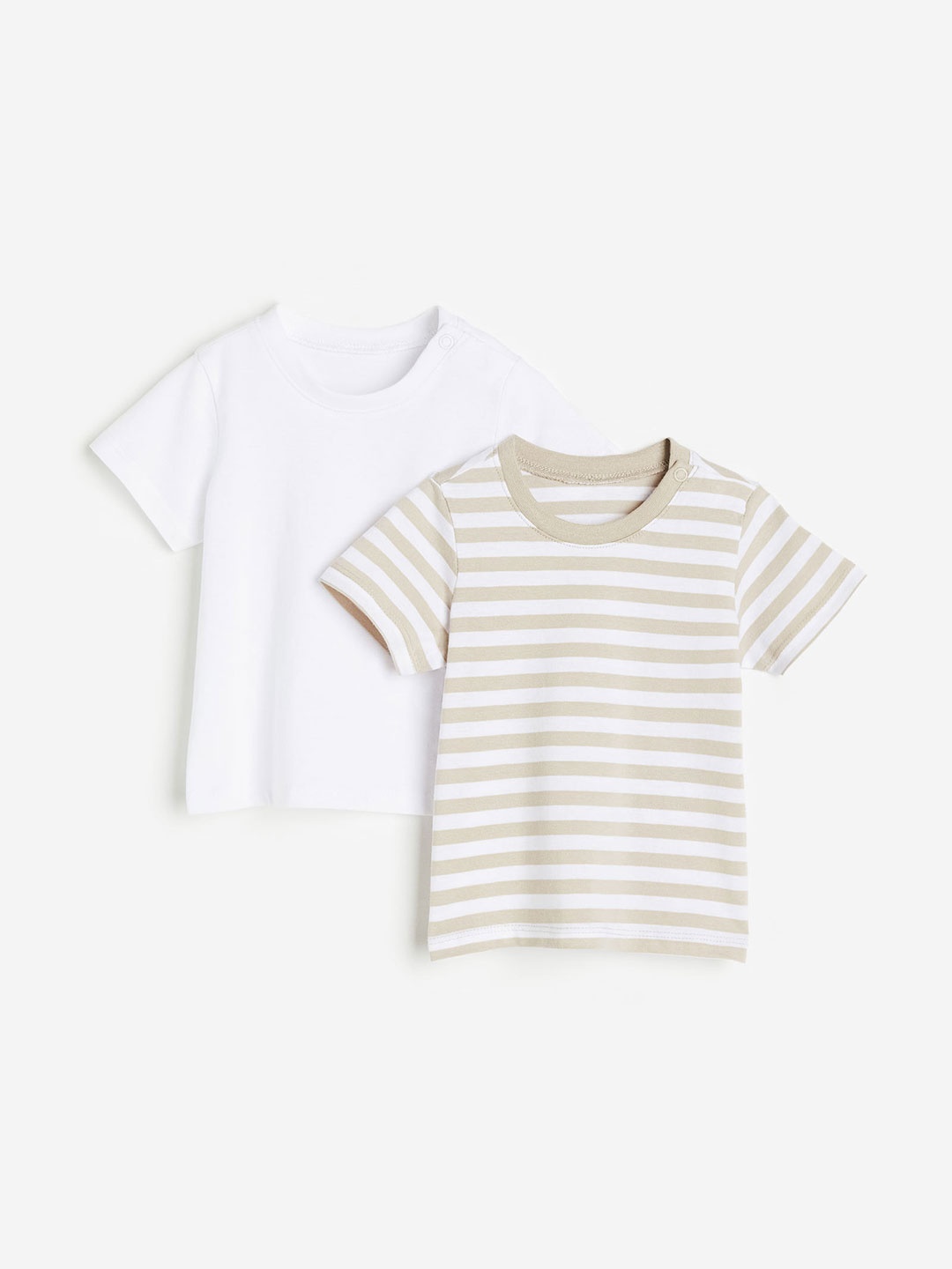 

H&M Boys 2-Pack Cotton T-Shirts, Beige