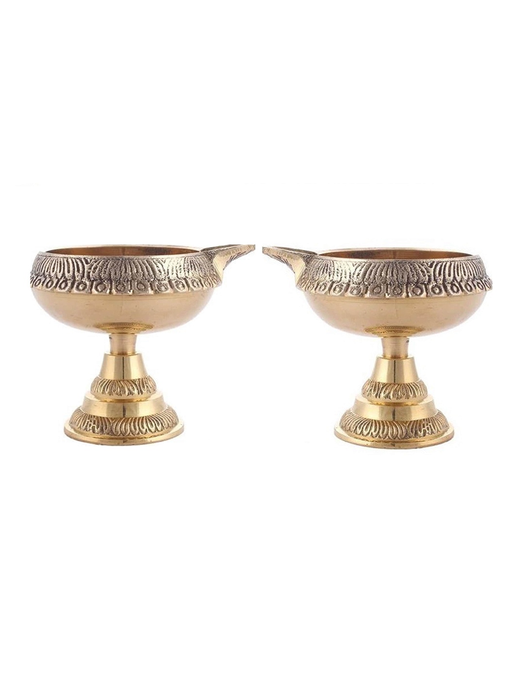 

Fashion Bizz Gold Toned 2 Pieces Textured Diyas