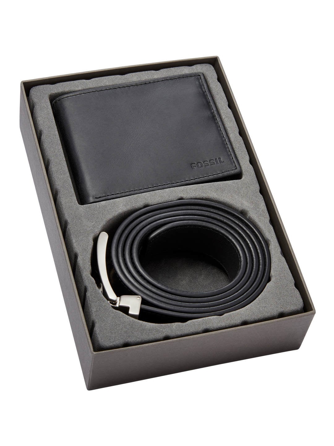 

Fossil Men Derrick Leather Wallet & Belt Set, Black