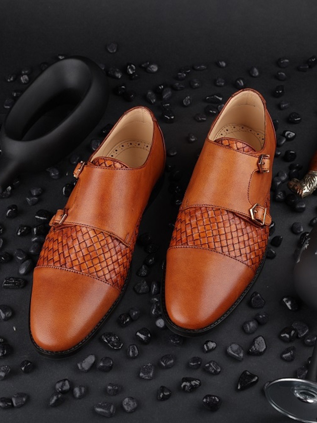 

GRIFFIN Men NITORIOUS Latex Lined Leather Comfort Insole Basics Monks, Tan