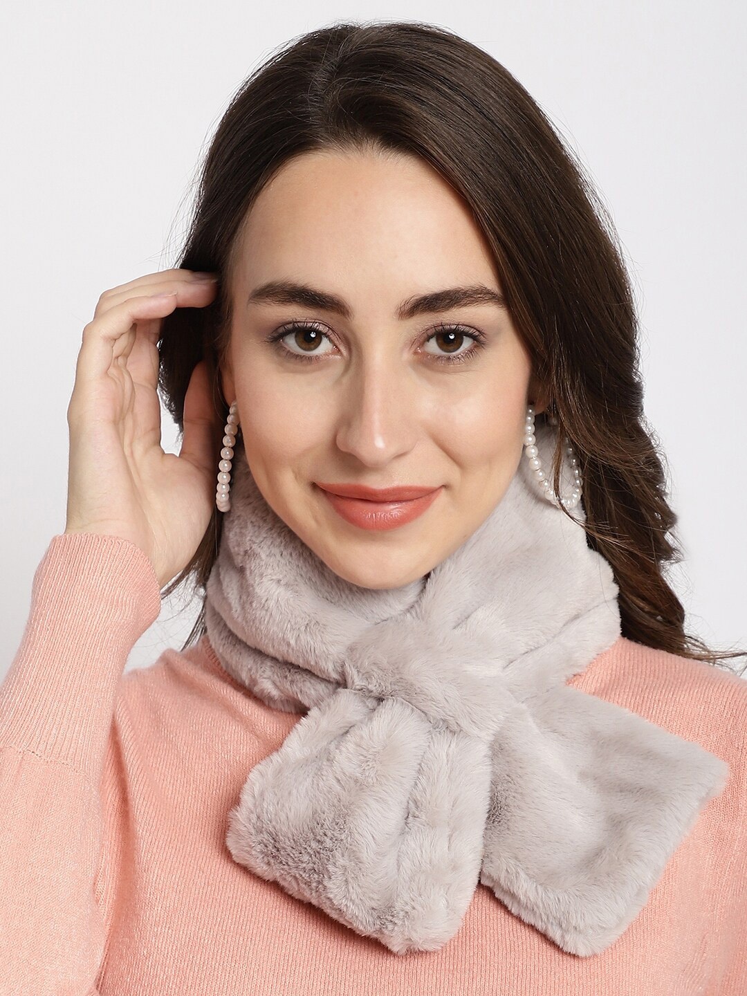 

ELLIS Faux Fur Scarf Wrap Collar Acrylic Mufflers, Grey