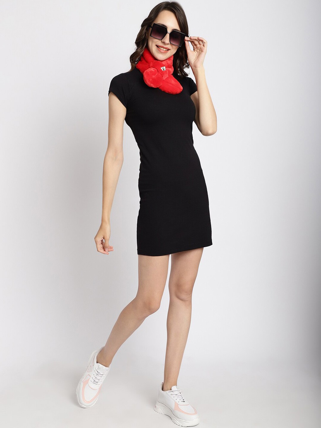 

ELLIS Faux Fur Scarf Wrap Collar Acrylic Mufflers, Red