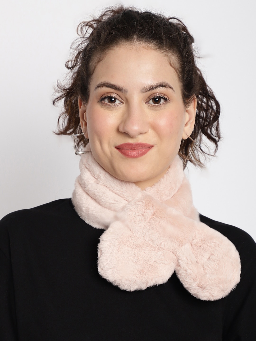 

ELLIS Faux Fur Scarf Wrap Collar Acrylic Mufflers, Pink