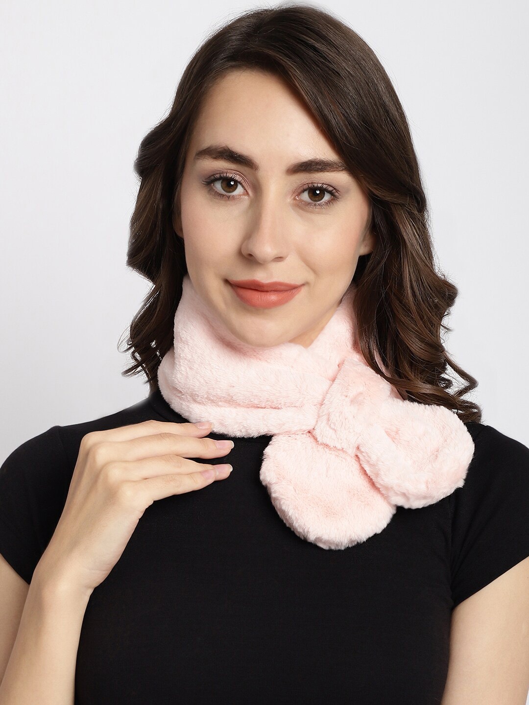 

ELLIS Faux Fur Scarf Wrap Collar Acrylic Mufflers, Pink