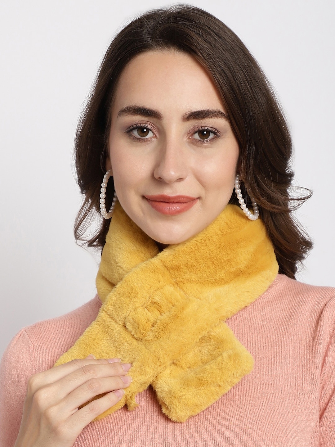 

ELLIS Faux Fur Scarf Wrap Collar Acrylic Mufflers, Yellow
