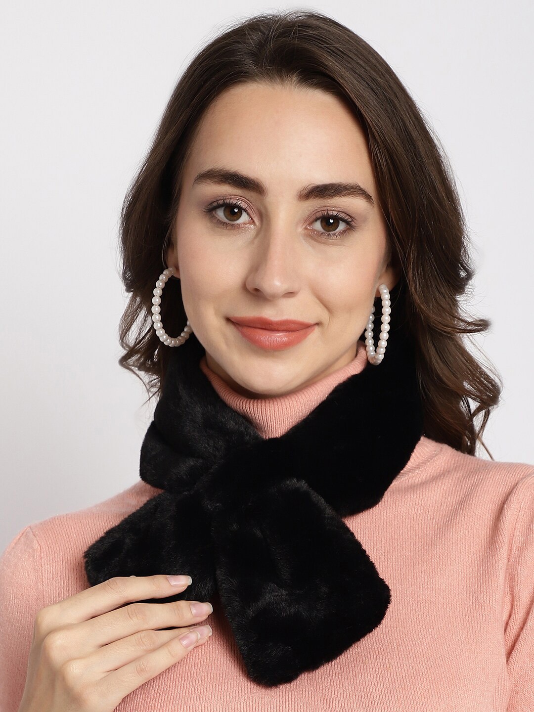 

ELLIS Faux Fur Acrylic Wrap Collar Mufflers, Black