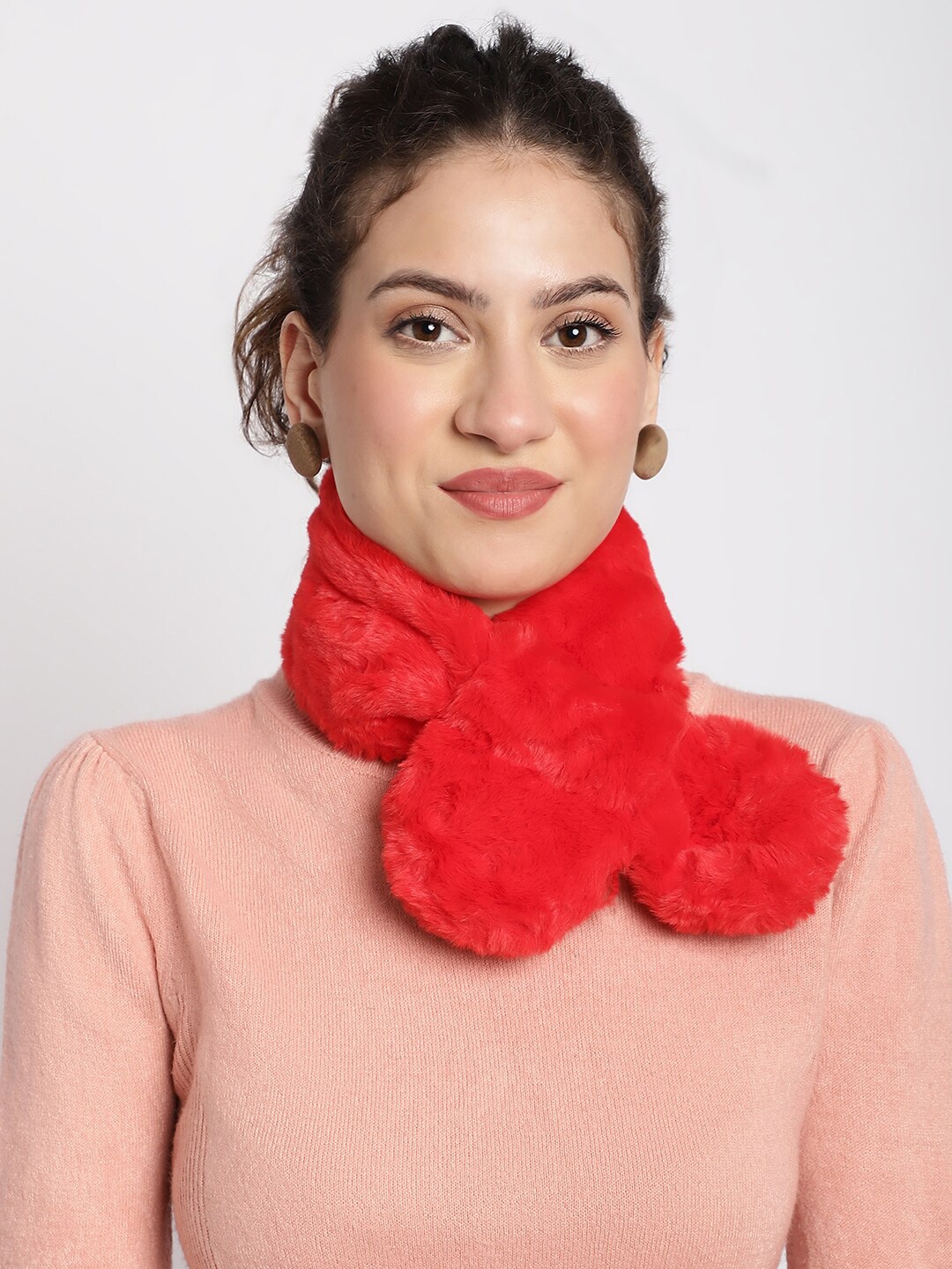 

ELLIS Faux Fur Acrylic Wrap Collar Mufflers, Red