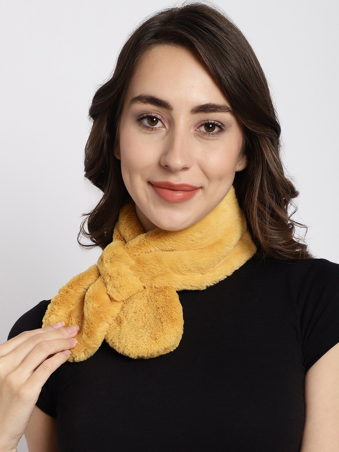 

ELLIS Faux Fur Acrylic Wrap Collar Mufflers, Yellow