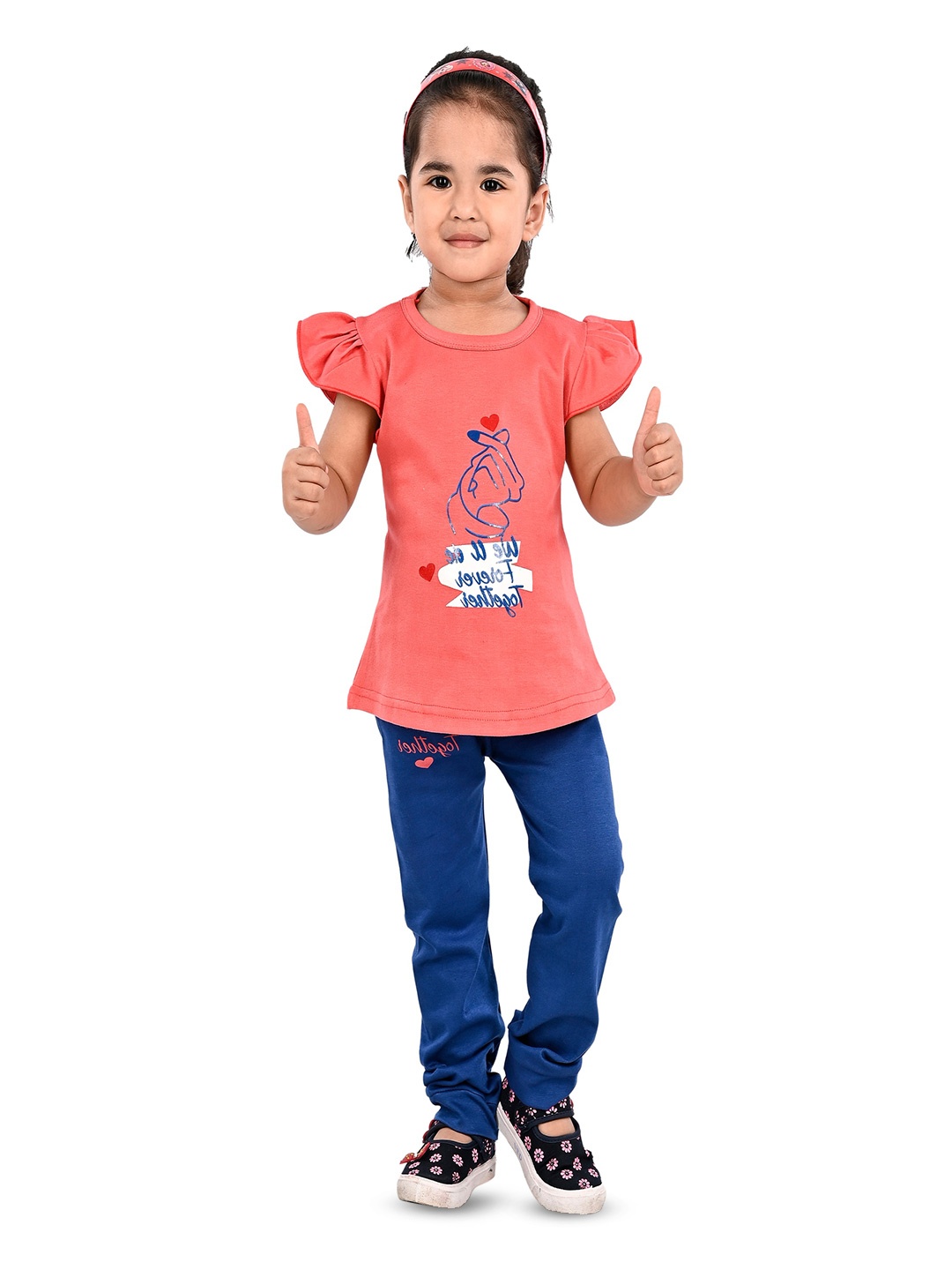 

BAESD Girls Graphic Printed Cotton Top with Trousers, Red