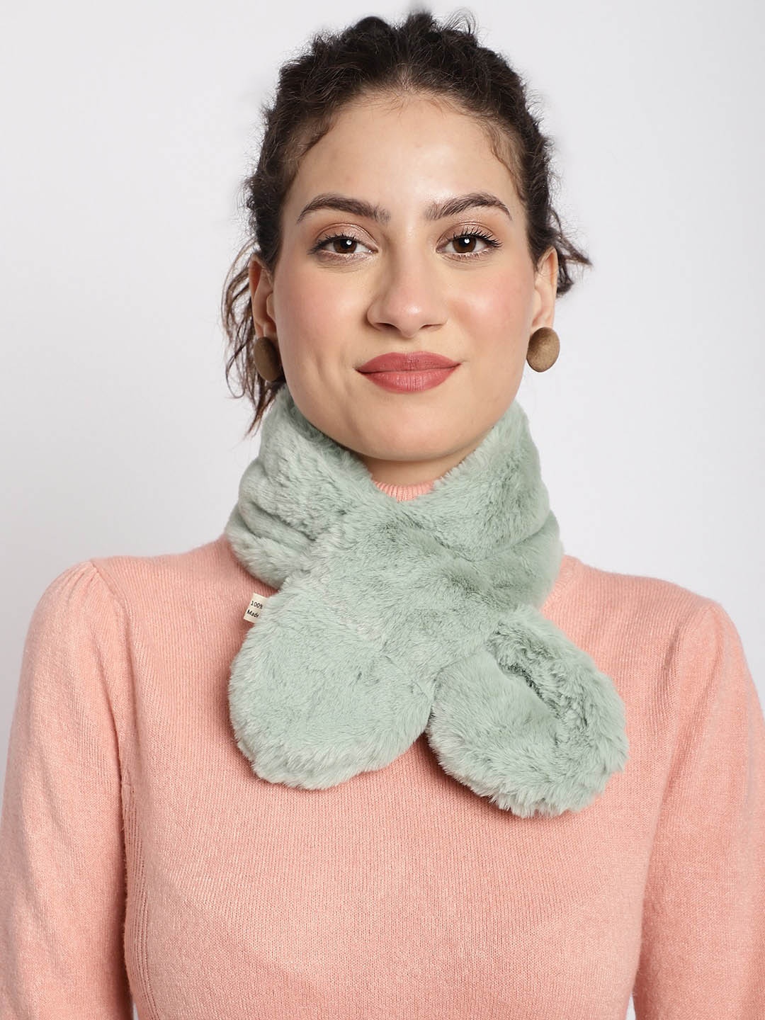 

ELLIS Faux Fur Acrylic Wrap Collar Mufflers, Green
