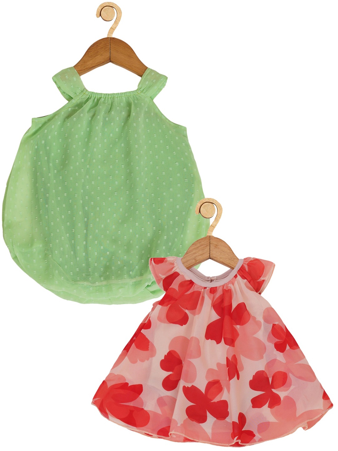 

Creative Kids Girls Pack of 2 Self Design A-Line Dress, Green