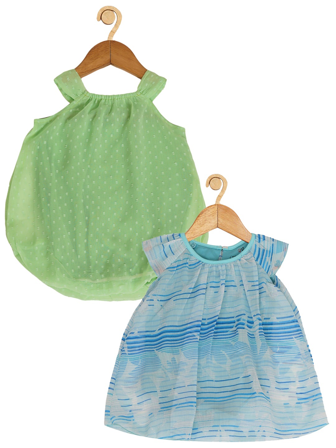 

Creative Kids Girls Pack of 2 Self Design A-Line Dress, Green