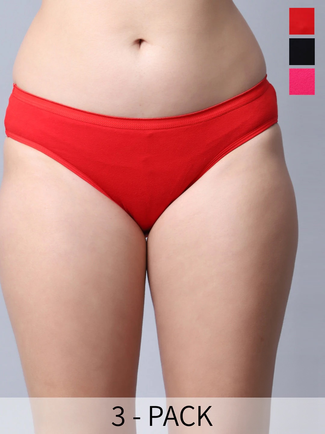 

GRACIT Pack Of 3 Mid-Rise Cotton Basic Briefs, Black