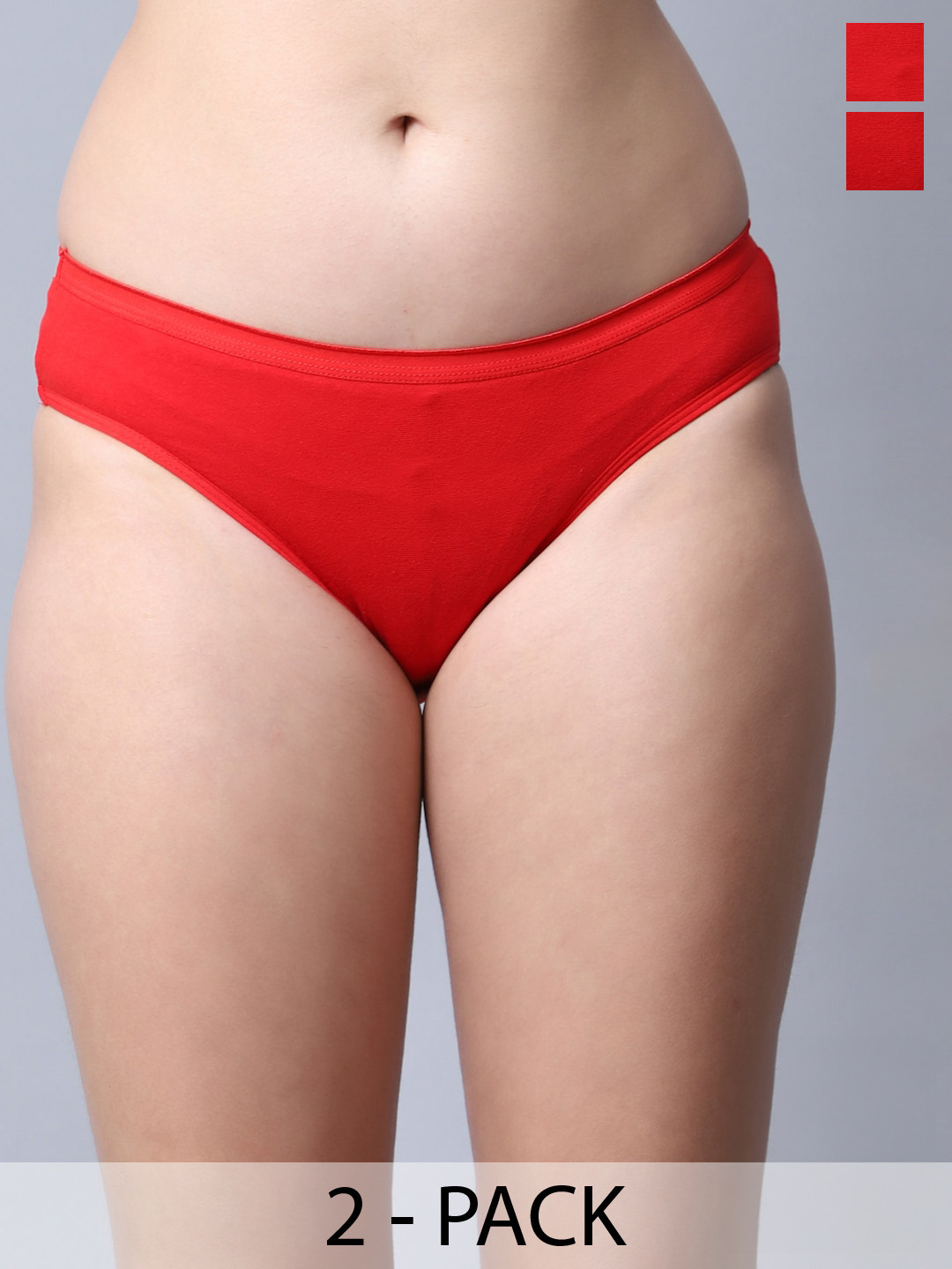 

GRACIT Pack Of 2 Mid-Rise Cotton Basic Briefs, Red