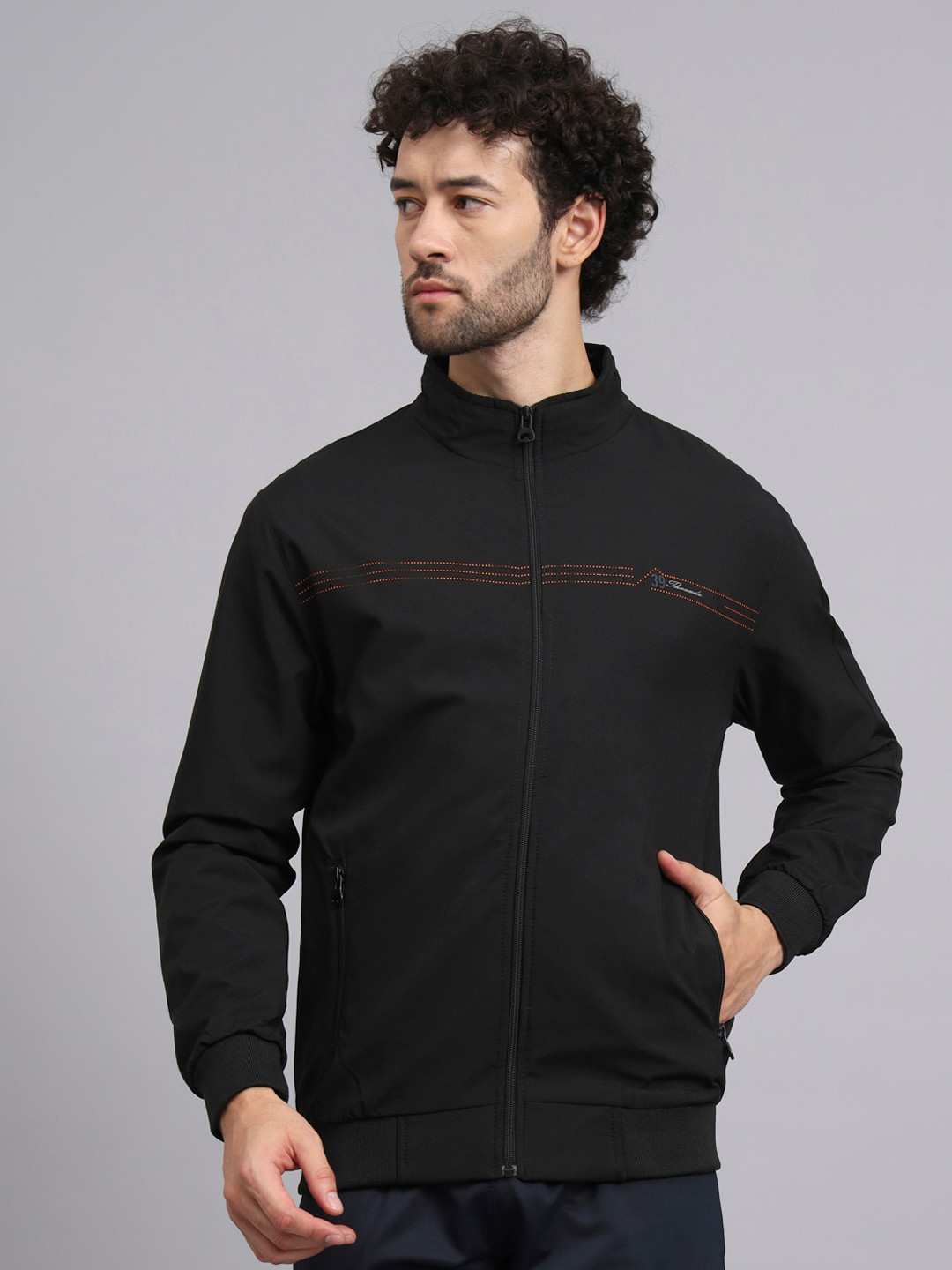 

39 THREADS Water Resistant Rapid-Dry Bomber Jacket, Black