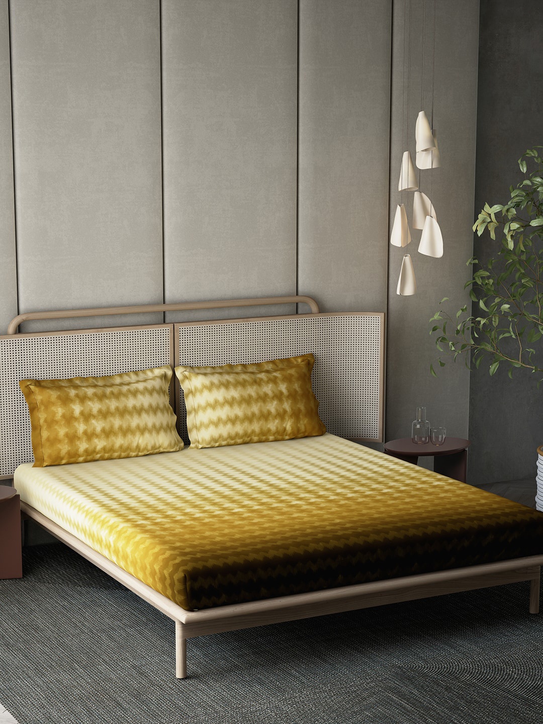 

DDecor Live Beautiful Mustard Yellow Cotton 210 TC King Bedsheet with 2 Pillow Covers