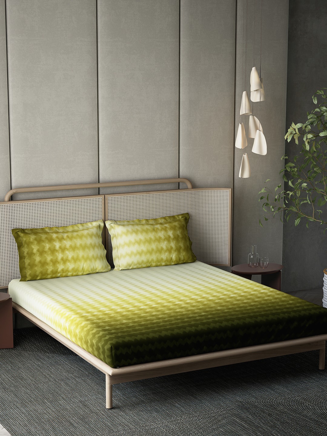 

DDecor Live Beautiful Green & Cream-Coloured Cotton 210 TC King Bedsheet & 2 Pillow Covers