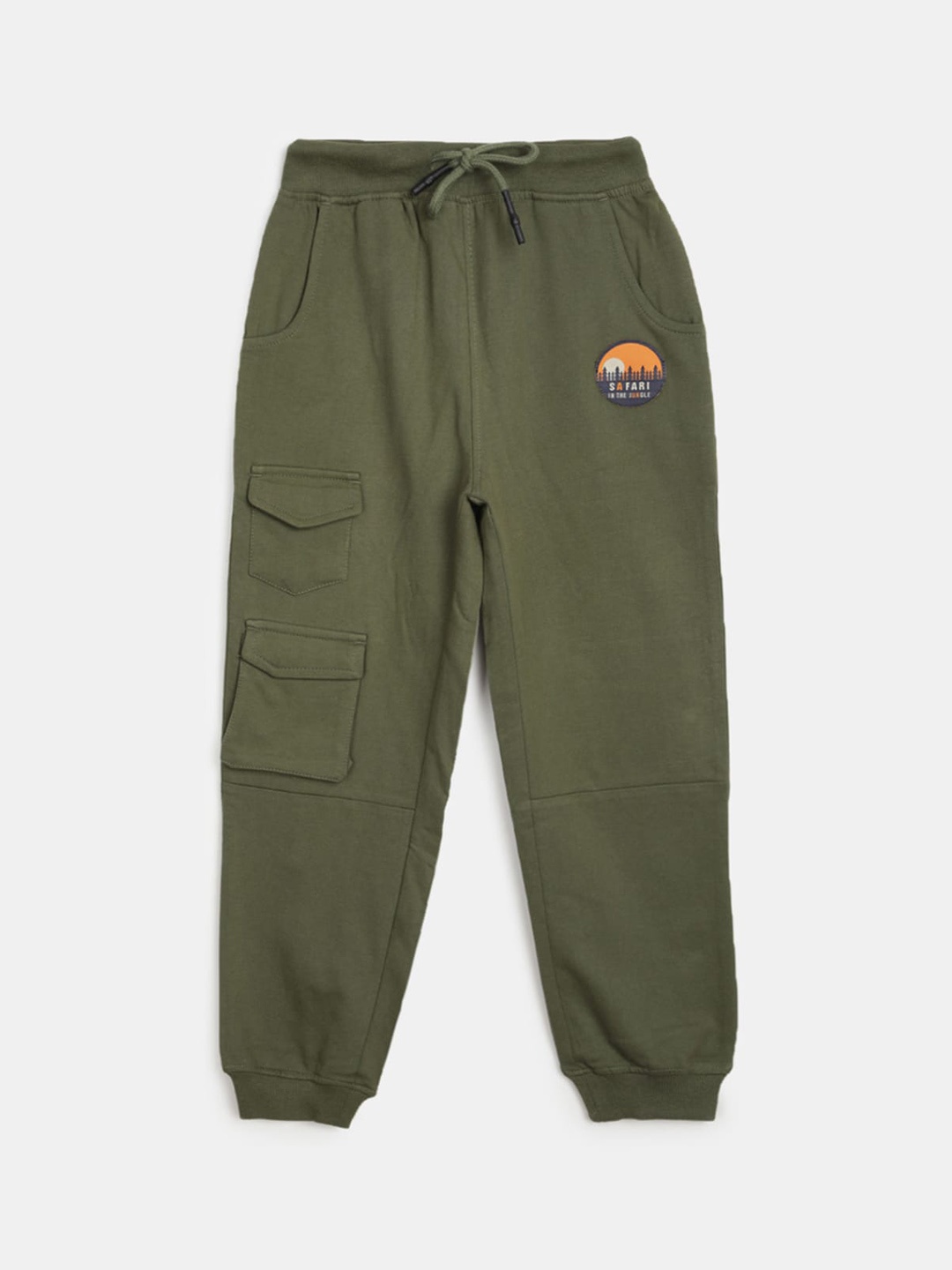 

V-Mart Boys Mid-Rise Cotton Joggers, Olive