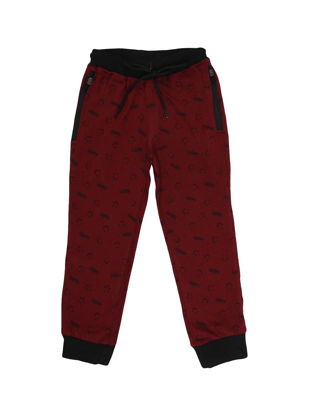

V-Mart Boys Printed Mid-Rise Joggers, Maroon